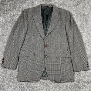 Vintage 70s 80s Brooks Brothers Sport Coat Mens Gray Glen Plaid Wool Blazer USA